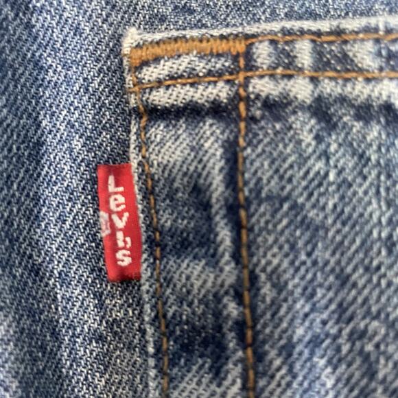 Levi’s 501 Jeans Mens 34x32 Blue Denim Pants Dark Wash Workwear Faded Button Fly - Picture 10 of 13